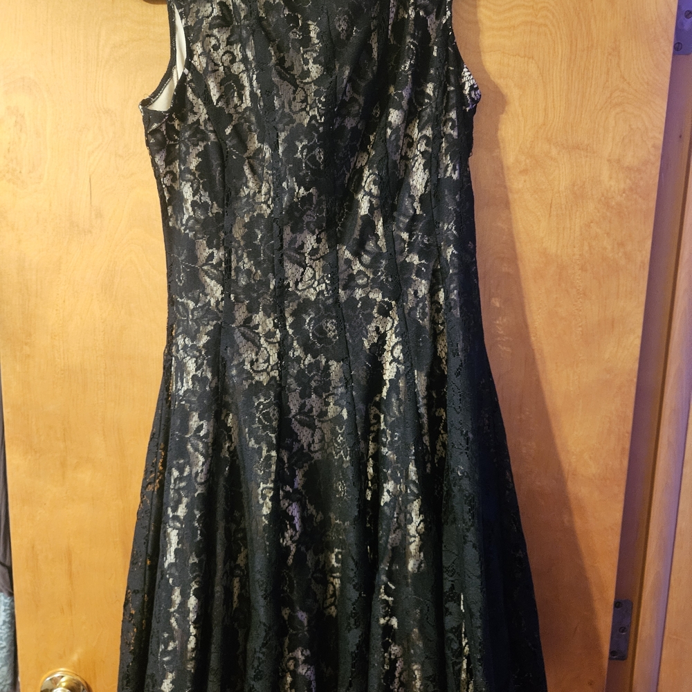 Danny & Nicole Black and Silver A-line Maxi Dress